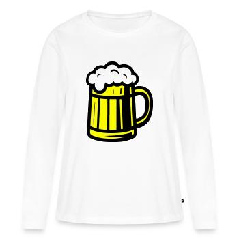 Chope à bière en verre à bière - T-shirt manches longues Premium bio Femme - blanc - Devant - Julia (174cm)