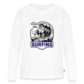 Surfeur symbole surfeur - T-shirt manches longues Premium bio Femme - blanc - Devant - Julia (174cm)