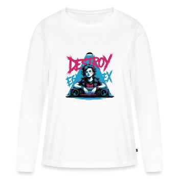 DÉTRUIRE LE SYSTÈME - T-shirt manches longues Premium bio Femme - blanc - Devant - Julia (174cm)