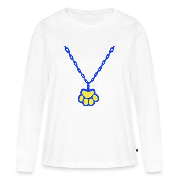 Chat patte chien animal collier ras de cou bijoux - T-shirt manches longues Premium bio Femme - blanc - Devant - Julia (174cm)