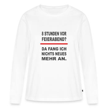 8 heures avant la fermeture – Chemise d’humour de bureau - T-shirt manches longues Premium bio Femme - blanc - Devant - Julia (174cm)