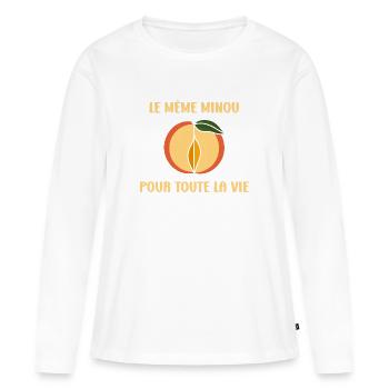 EVG Le Même Minou pour toute la vie - T-shirt manches longues Premium bio Femme - blanc - Devant - Julia (174cm)