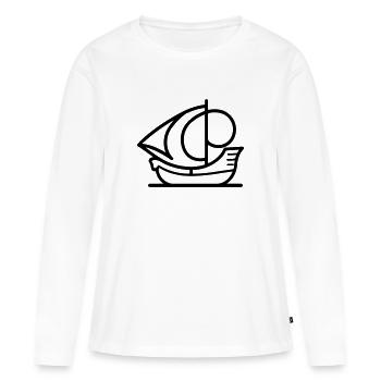 Bateau pirate - T-shirt manches longues Premium bio Femme - blanc - Devant - Julia (174cm)