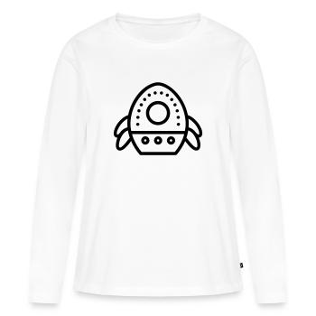soucoupe volante - T-shirt manches longues Premium bio Femme - blanc - Devant - Julia (174cm)