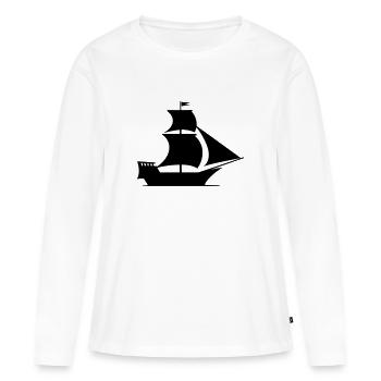 Bateau pirate - T-shirt manches longues Premium bio Femme - blanc - Devant - Julia (174cm)