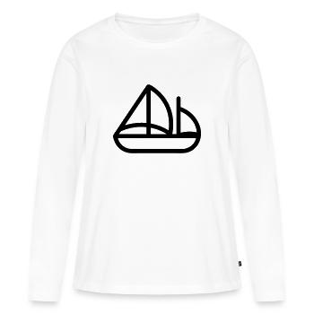 Bateau pirate - T-shirt manches longues Premium bio Femme - blanc - Devant - Julia (174cm)