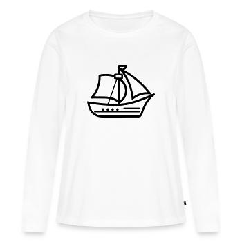 Bateau pirate - T-shirt manches longues Premium bio Femme - blanc - Devant - Julia (174cm)