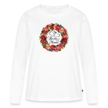 Meilleur cadeau de fête des mères roses fleurs coeur maman - T-shirt manches longues Premium bio Femme - blanc - Devant - Julia (174cm)