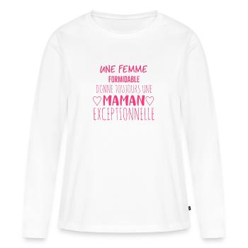 Une Femme Formidable donne toujours une Maman - T-shirt manches longues Premium bio Femme - blanc - Devant - Julia (174cm)