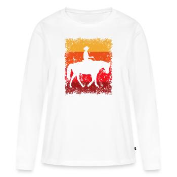 Cowboy Westernreiter Westernreiten Reitspor - Frauen Premium Bio Langarmshirt - Weiß - Vorne - Julia (174cm)