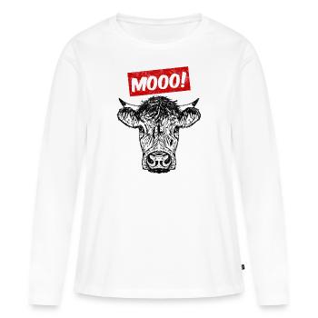 Cow Head Farmer Farmer Cowherd Cow Gift - T-shirt manches longues Premium bio Femme - blanc - Devant - Julia (174cm)