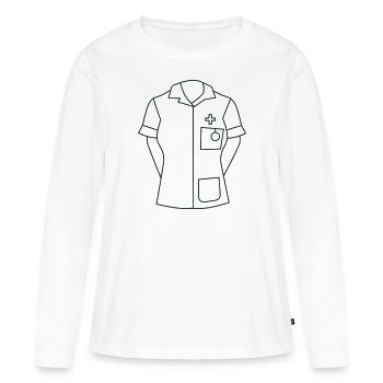 Uniforme d’infirmière FEMME - T-shirt manches longues Premium bio Femme - blanc - Devant - Julia (174cm)