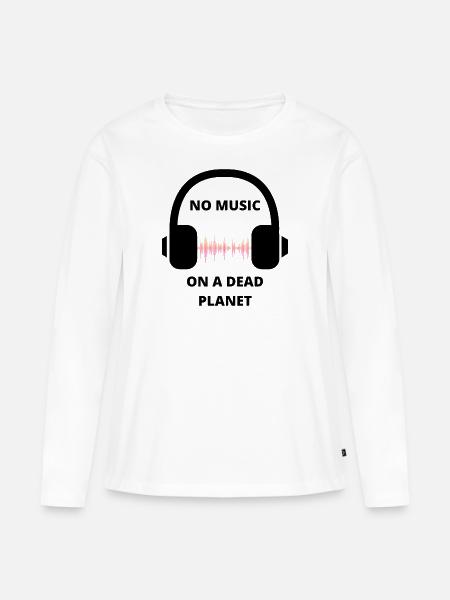 NO MUSIC ON A DEAD PLANET - Frauen Premium Bio Langarmshirt - Weiß