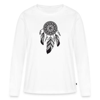 MANDALAS FEATHERS Traumfänger Mandala - Frauen Premium Bio Langarmshirt - Weiß - Vorne - Julia (174cm)