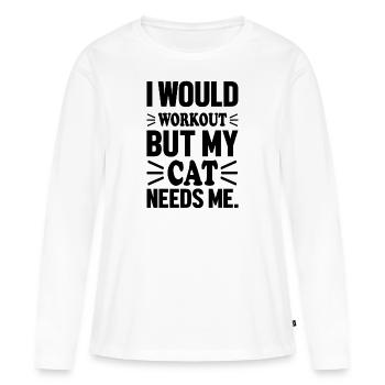Katze Spruch Sport Mietze - Frauen Premium Bio Langarmshirt - Weiß - Vorne - Julia (174cm)