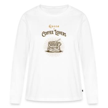 Queen of Coffee Lovers Retro Vintage Coffee Beans - Women's Premium Organic Long Sleeve Shirt - white - Front - Julia (174cm)