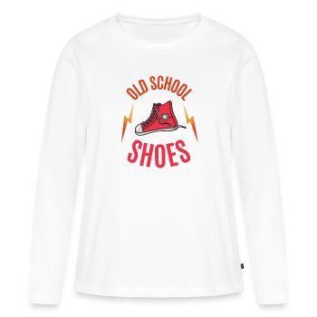old school shoes - T-shirt manches longues Premium bio Femme - blanc - Devant - Julia (174cm)