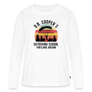 DB Coopers Fallschirmsprungschule, Portland, Oregon - Frauen Premium Bio Langarmshirt - Weiß - Vorne - Julia (174cm)