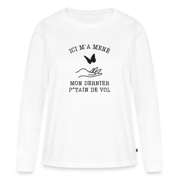 dernier vol - T-shirt manches longues Premium bio Femme - blanc - Devant - Julia (174cm)