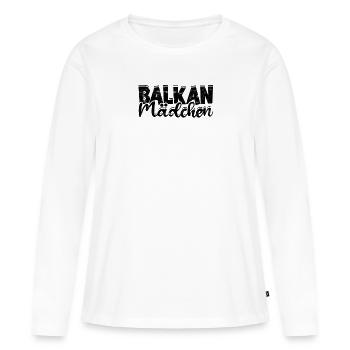 Balkans Yugo - Yougoslavie - Dicton - Balkans - T-shirt manches longues Premium bio Femme - blanc - Devant - Julia (174cm)