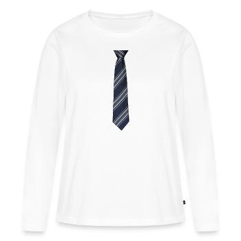 T-shirt avec imprimé cravate - T-shirt manches longues Premium bio Femme - blanc - Devant - Julia (174cm)
