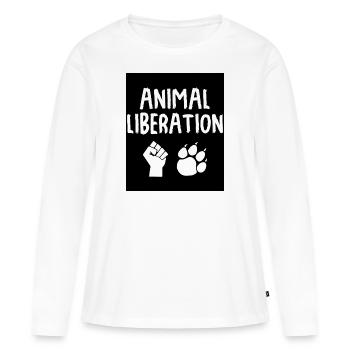 Vegan. - T-shirt manches longues Premium bio Femme - blanc - Devant - Julia (174cm)