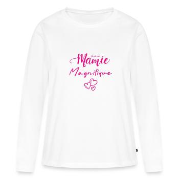 Je suis une mamie magnifique - T-shirt manches longues Premium bio Femme - blanc - Devant - Julia (174cm)