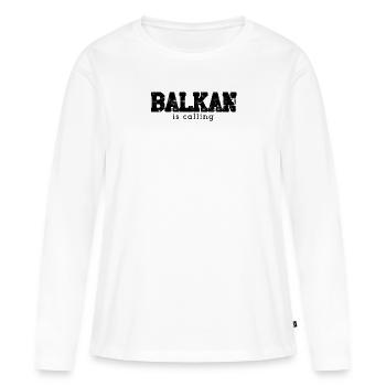 Balkan disant que BALKAN appelle idée cadeau - T-shirt manches longues Premium bio Femme - blanc - Devant - Julia (174cm)