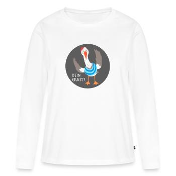 Dein Ernst? - Frauen Premium Bio Langarmshirt - Weiß - Vorne - Julia (174cm)