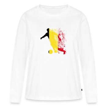 Équipe nationale de Belgique - T-shirt manches longues Premium bio Femme - blanc - Devant - Julia (174cm)