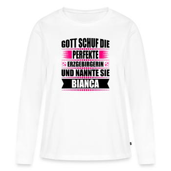 Erzgebirge Frau Namen Sachsen Bianca - Frauen Premium Bio Langarmshirt - Weiß - Vorne - Julia (174cm)