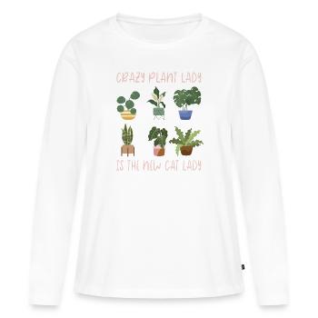 La maison est l’endroit où mes plantes sont folles Amoureux des plantes Lady - T-shirt manches longues Premium bio Femme - blanc - Devant - Julia (174cm)