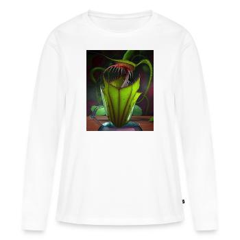 Drôle de pichet graphique Plant Art Cool Nepenthes - T-shirt manches longues Premium bio Femme - blanc - Devant - Julia (174cm)