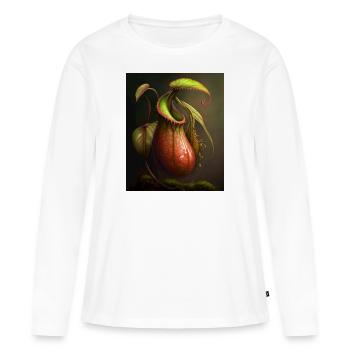 Plante carnivore Pichet Insectivore Mangeur Plante Graphique - T-shirt manches longues Premium bio Femme - blanc - Devant - Julia (174cm)