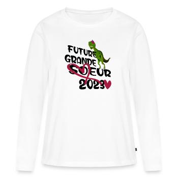 Future Grande Soeur 2023 Chargement Cours CadeaU - T-shirt manches longues Premium bio Femme - blanc - Devant - Julia (174cm)