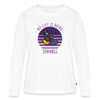 Mein Leben geht bergab - Frauen Premium Bio Langarmshirt - Weiß - Vorne - Julia (174cm)