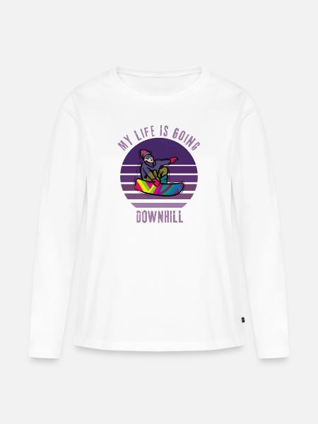 Mein Leben geht bergab - Frauen Premium Bio Langarmshirt - Weiß