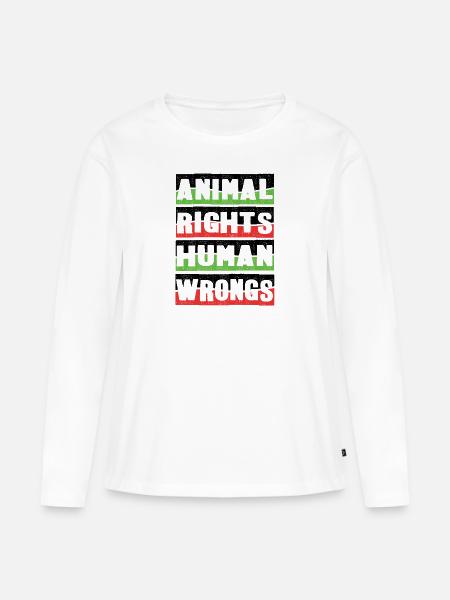 Animal Rights - Animal Rights Human Wrongs - Frauen Premium Bio Langarmshirt - Weiß
