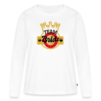 MARIÉE DE L’ÉQUIPE - T-shirt manches longues Premium bio Femme - blanc - Devant - Julia (174cm)