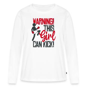 kick! Kickboxing Slogan Boxing - Women's Premium Organic Long Sleeve Shirt - white - Front - Julia (174cm)