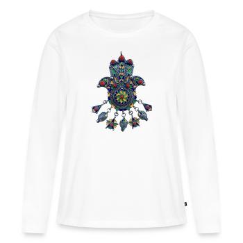 BIJOU KABYLE MAIS DE FATMAAMAZIGH - T-shirt manches longues Premium bio Femme - blanc - Devant - Julia (174cm)