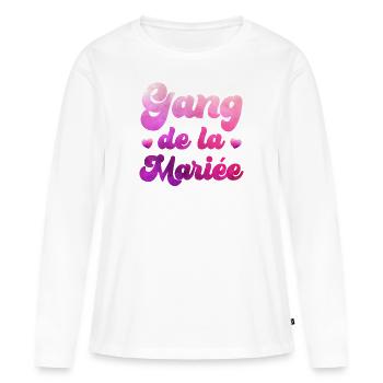 ganf de la mariée evjf future mariée mariage - T-shirt manches longues Premium bio Femme - blanc - Devant - Julia (174cm)