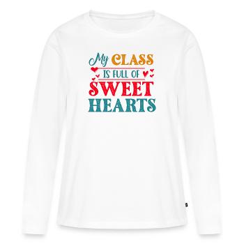 Ma classe est pleine d’amours - T-shirt manches longues Premium bio Femme - blanc - Devant - Julia (174cm)