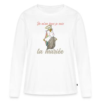 je m en fous je suis la mariée humour evjf licorne - T-shirt manches longues Premium bio Femme - blanc - Devant - Julia (174cm)