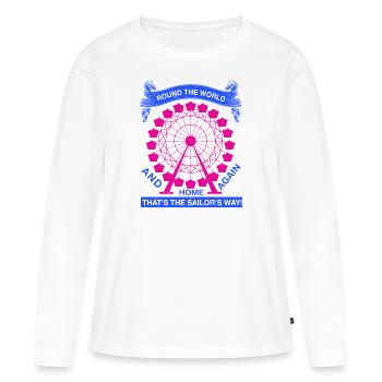 RUND UM DIE WELT UND WIEDER NACH HAUSE - Frauen Premium Bio Langarmshirt - Weiß - Vorne - Julia (174cm)