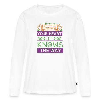 SUIVEZ VOTRE CŒUR IL CONNAÎT LE CHEMIN - T-shirt manches longues Premium bio Femme - blanc - Devant - Julia (174cm)