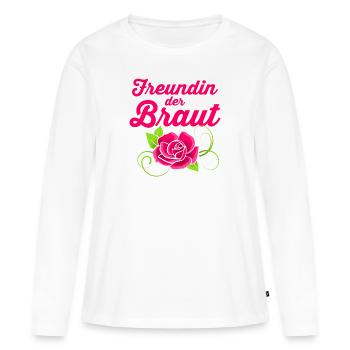 Freundin der Braut Rose Geschenk Hochzeit - Frauen Premium Bio Langarmshirt - Weiß - Vorne - Julia (174cm)