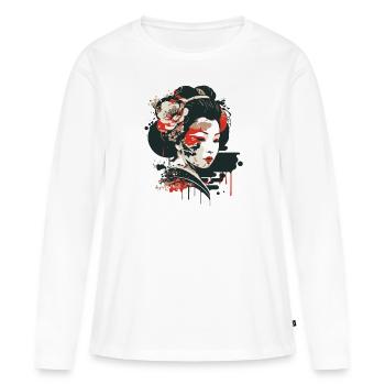 Fille de geisha rétro - T-shirt manches longues Premium bio Femme - blanc - Devant - Julia (174cm)