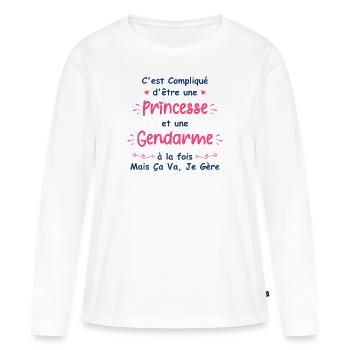 Princesse gendarme - T-shirt manches longues Premium bio Femme - blanc - Devant - Julia (174cm)