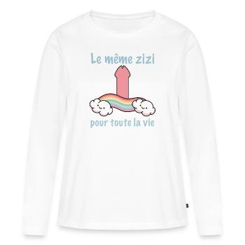 Cadeau EVJF Future Mariée Humour Zizi Bride Femme - T-shirt manches longues Premium bio Femme - blanc - Devant - Julia (174cm)